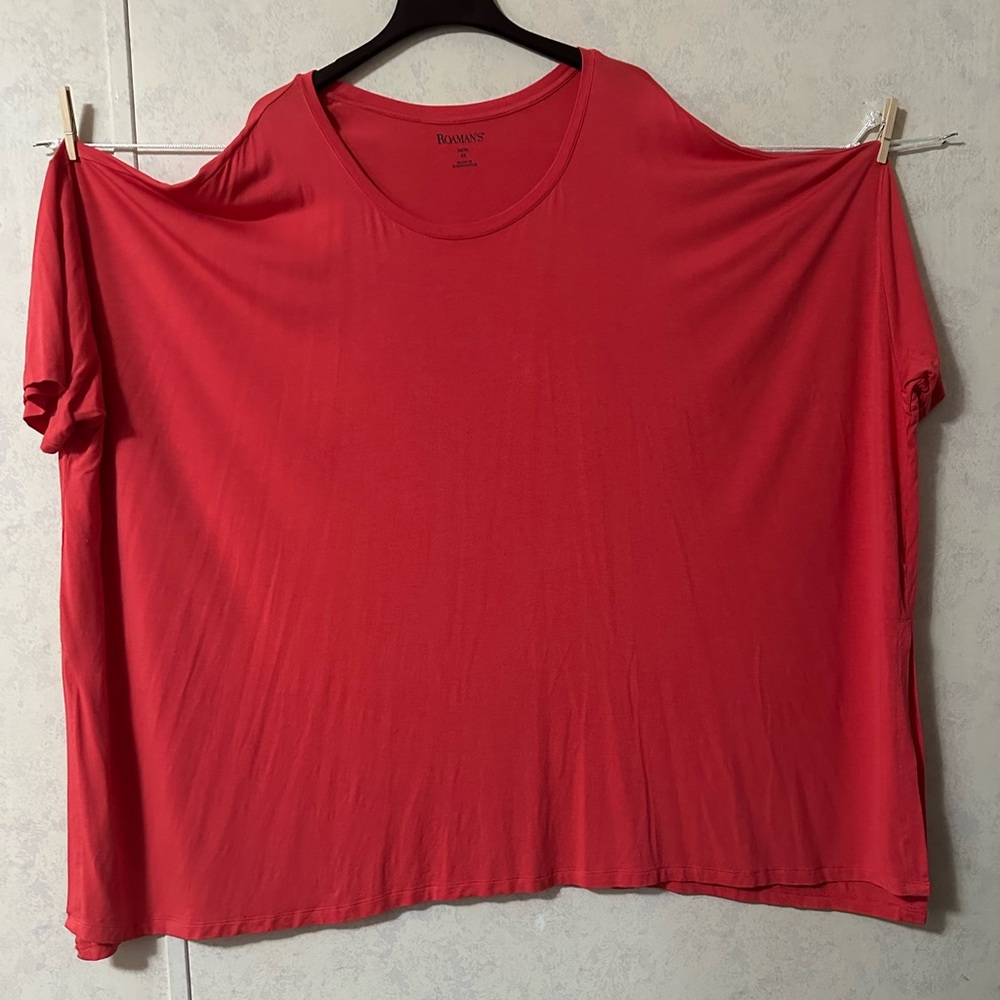 Roaman's Red Oversized Short Sleeve Tee